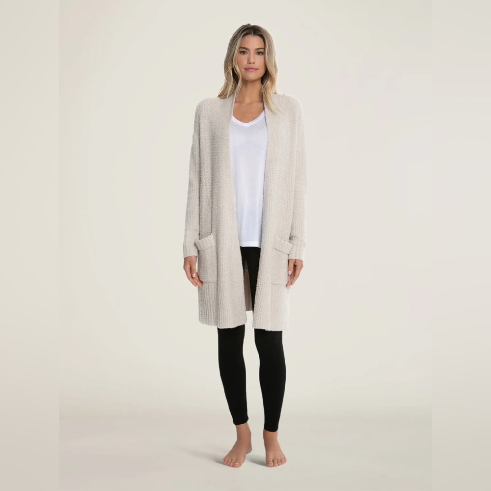 Barefoot Dreams Cozy Chic Lite Long Weekend Cardigan Size Medium Bisque